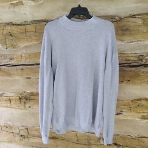 J. Ferrar Heather Gray Moc Neck Cotton Sweater Size XXL